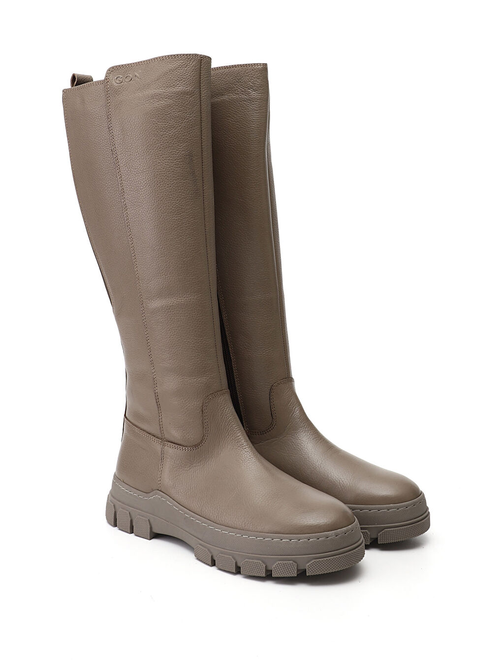 Bej Kadın BEJ-VİZON Fermuarlı Kauçuk Taban Hakiki Deri Çizme-1