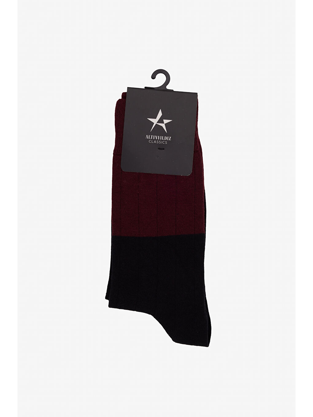 Erkek Bordo-Siyah Desenli Soket Çorap