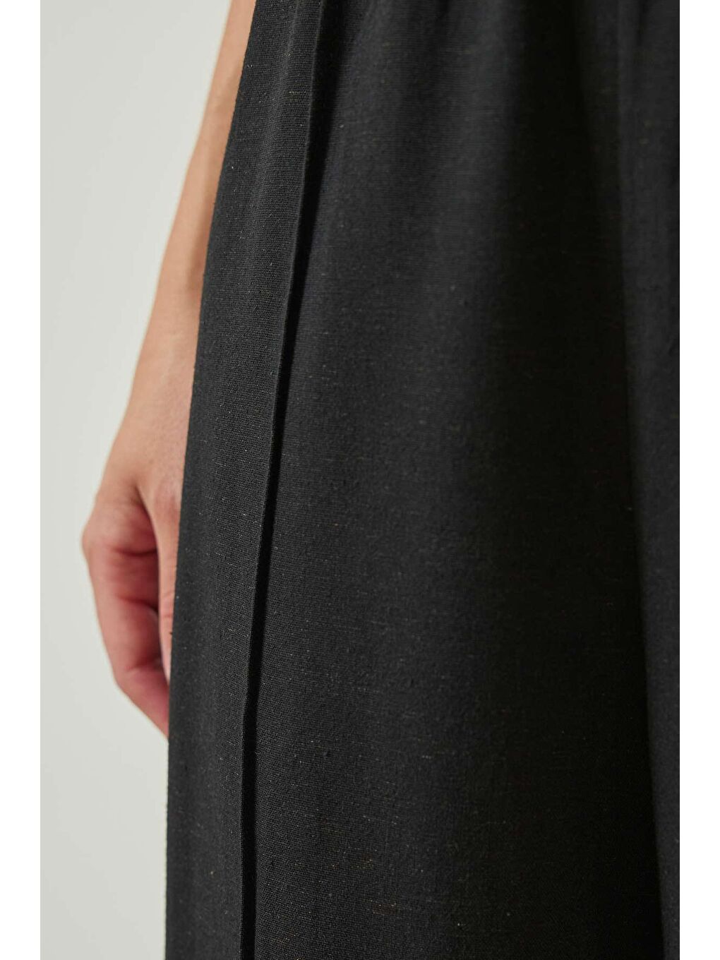 Keten Çima Dikişli Siyah Pantolon-3