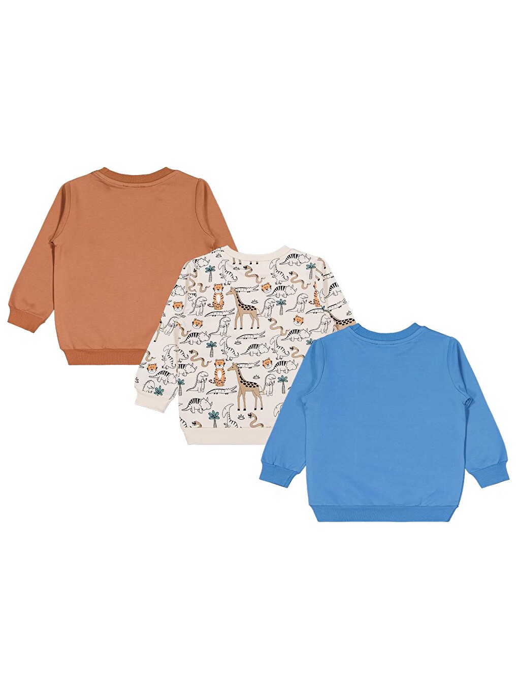 Beyaz Boys Safari Baskılı 3'lü Set 2-5 Yaş Sweatshirt - Standart-3
