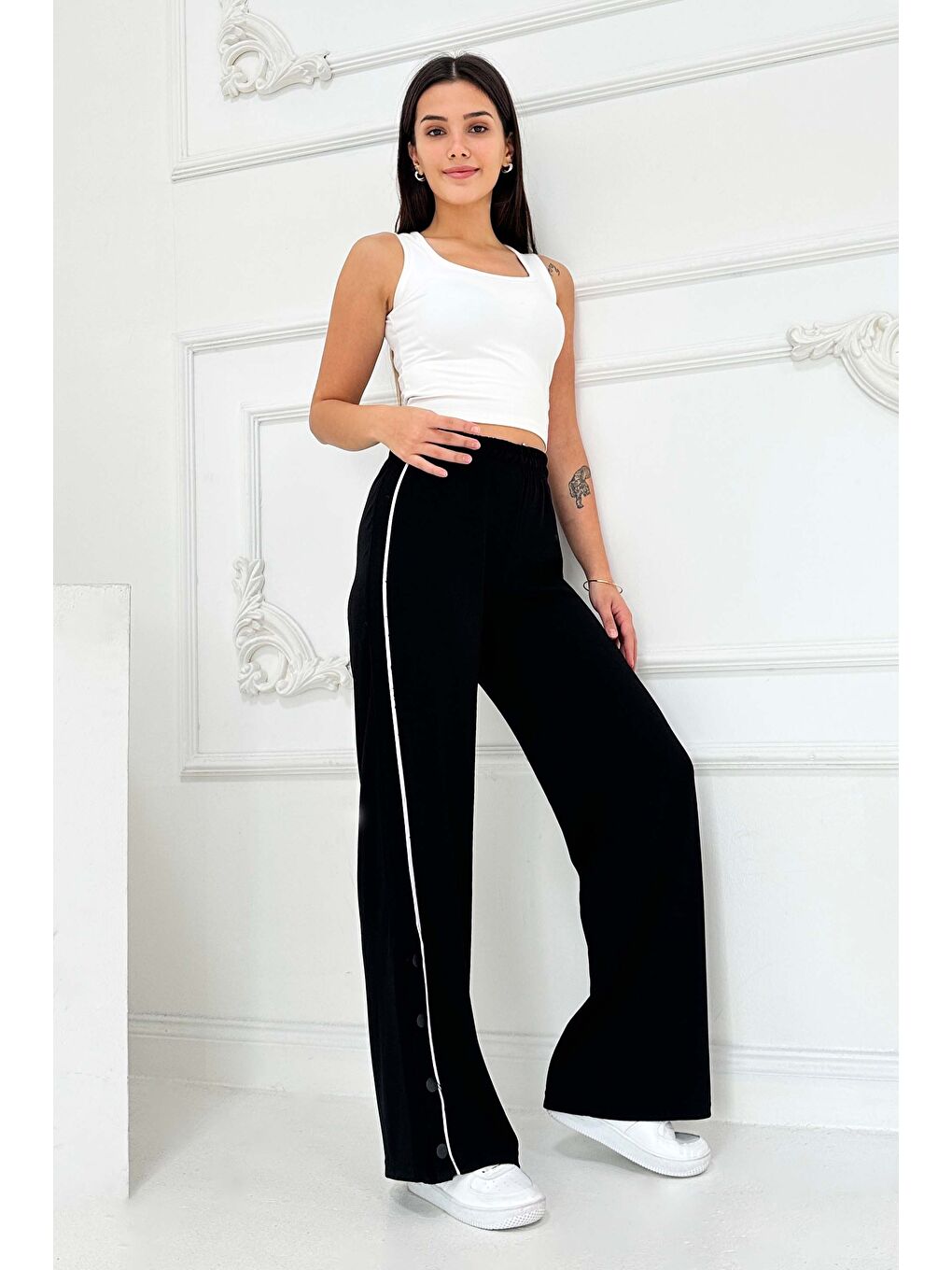 Şetit Ve Çıtcıt Detaylı Modal Pantolon Siyah - 27872-SIYAH