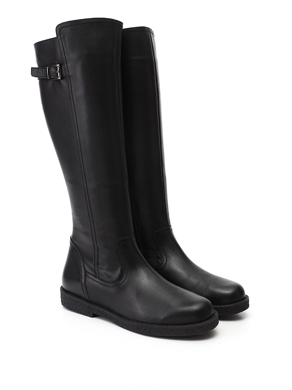 Siyah Kadın SİYAH Fermuarlı Kauçuk Taban Hakiki Deri Çizme-1