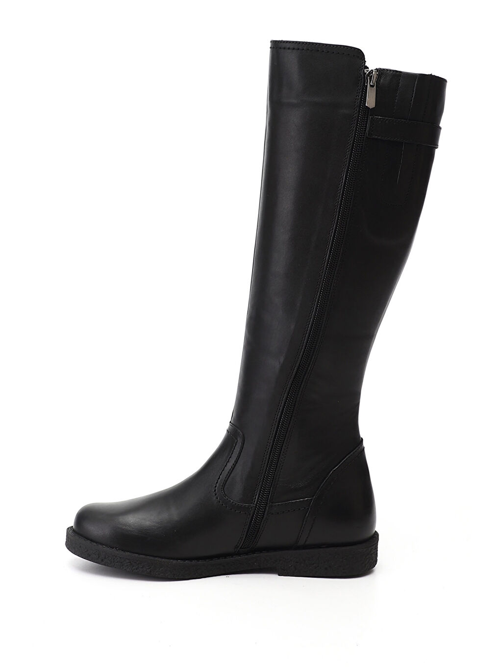 Siyah Kadın SİYAH Fermuarlı Kauçuk Taban Hakiki Deri Çizme-2