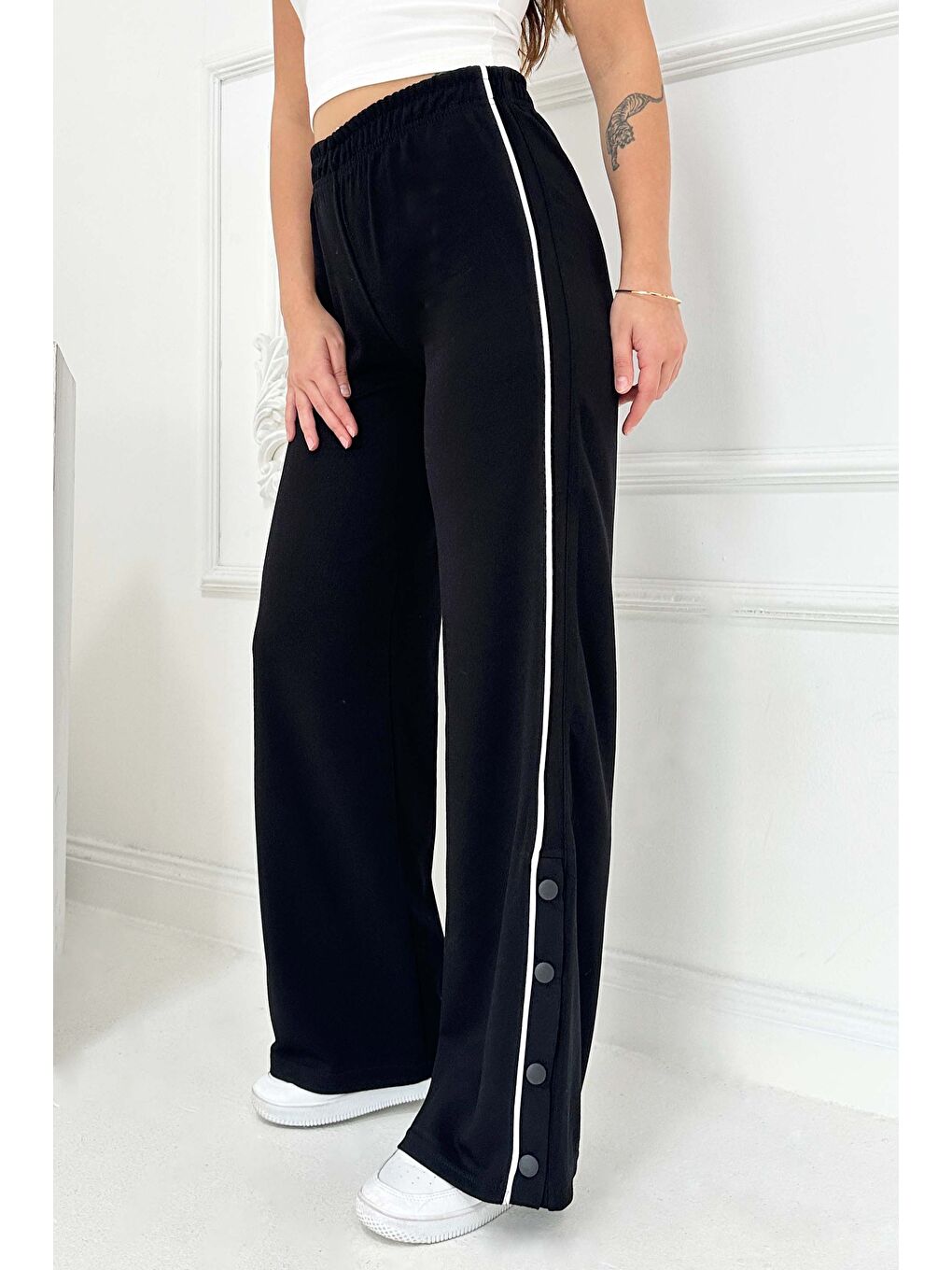 Şetit Ve Çıtcıt Detaylı Modal Pantolon Siyah - 27872-SIYAH-3