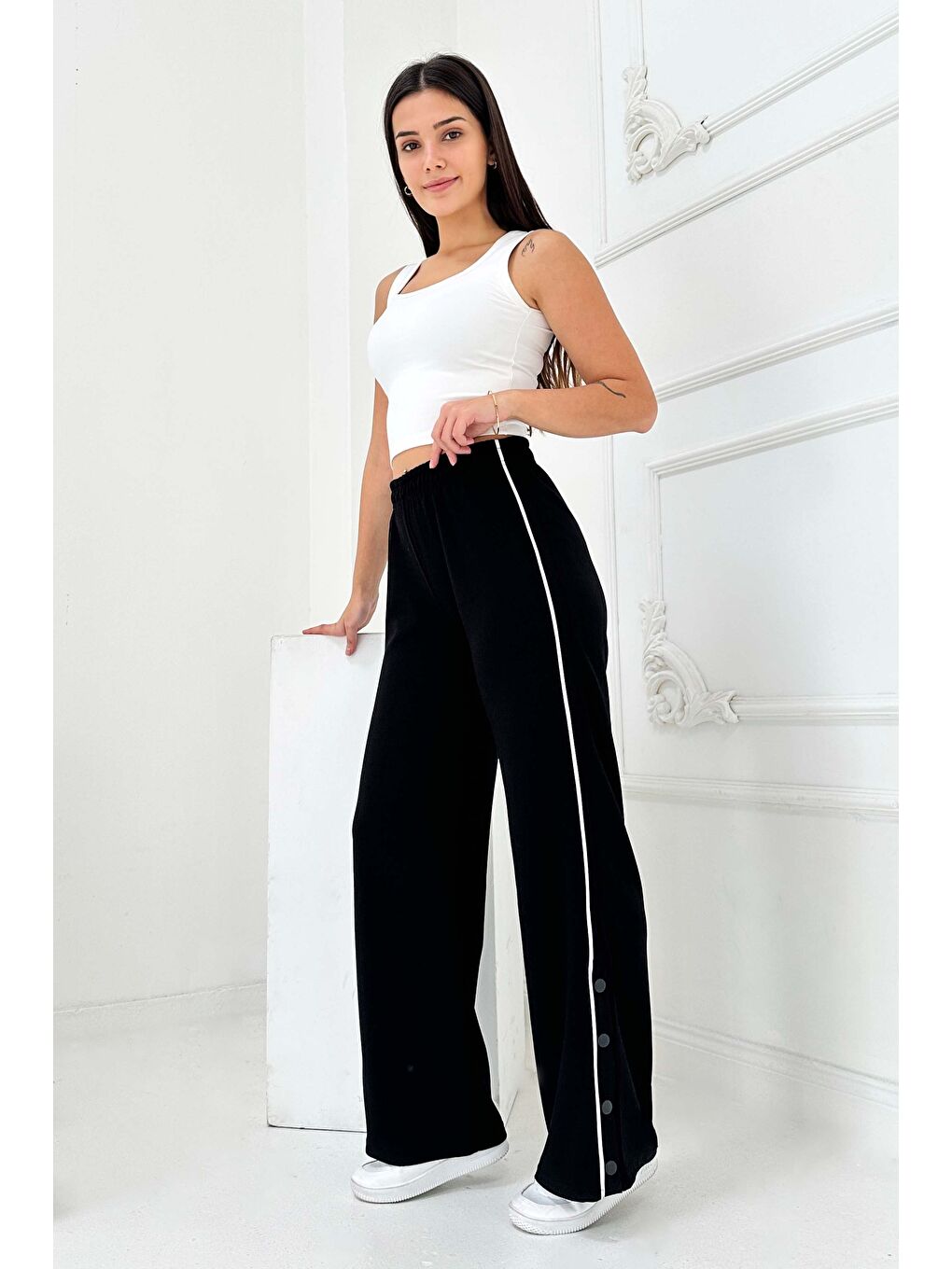 Şetit Ve Çıtcıt Detaylı Modal Pantolon Siyah - 27872-SIYAH-4