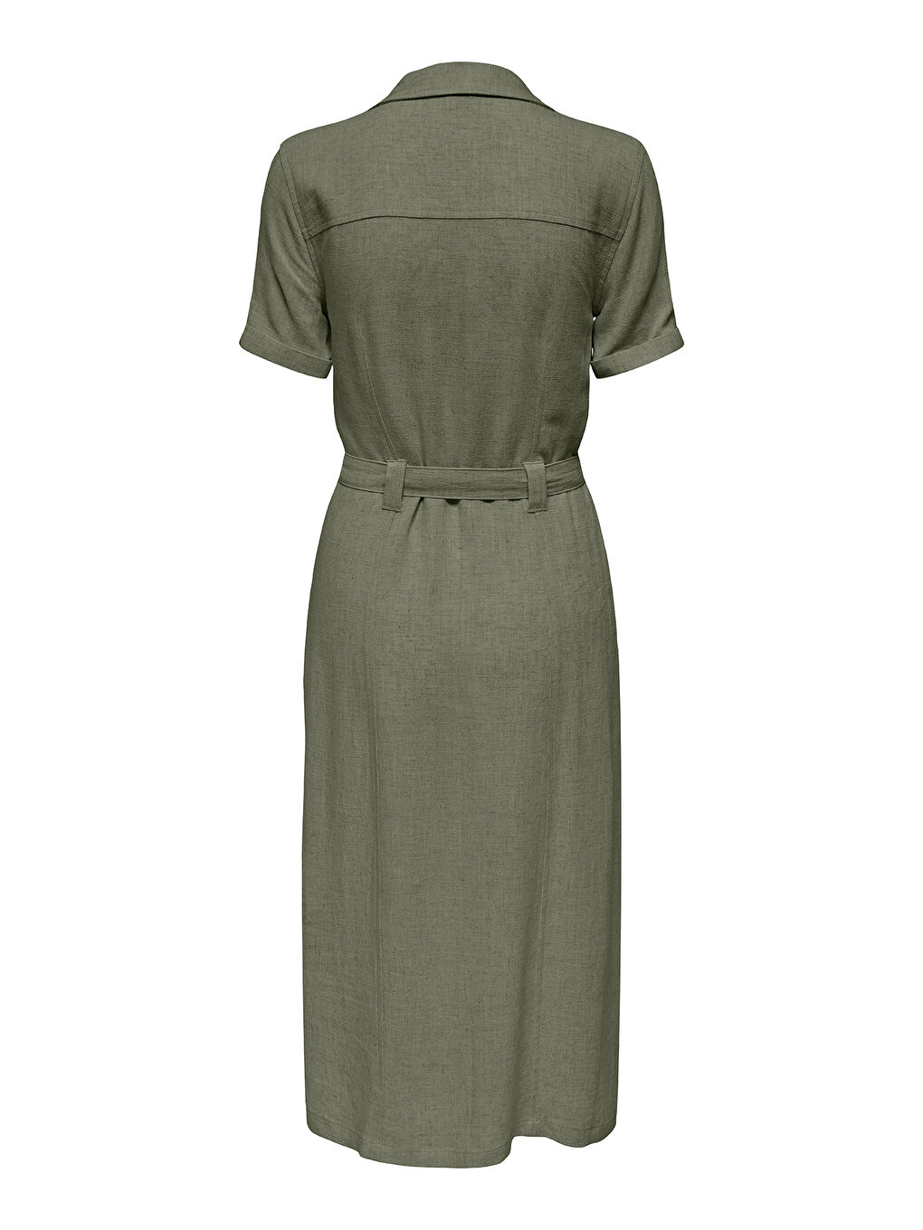 Haki Onlsiesta Keten Karışımlı Regular Fit V Yaka Midi Boy Cepli Elbise 15347210-3