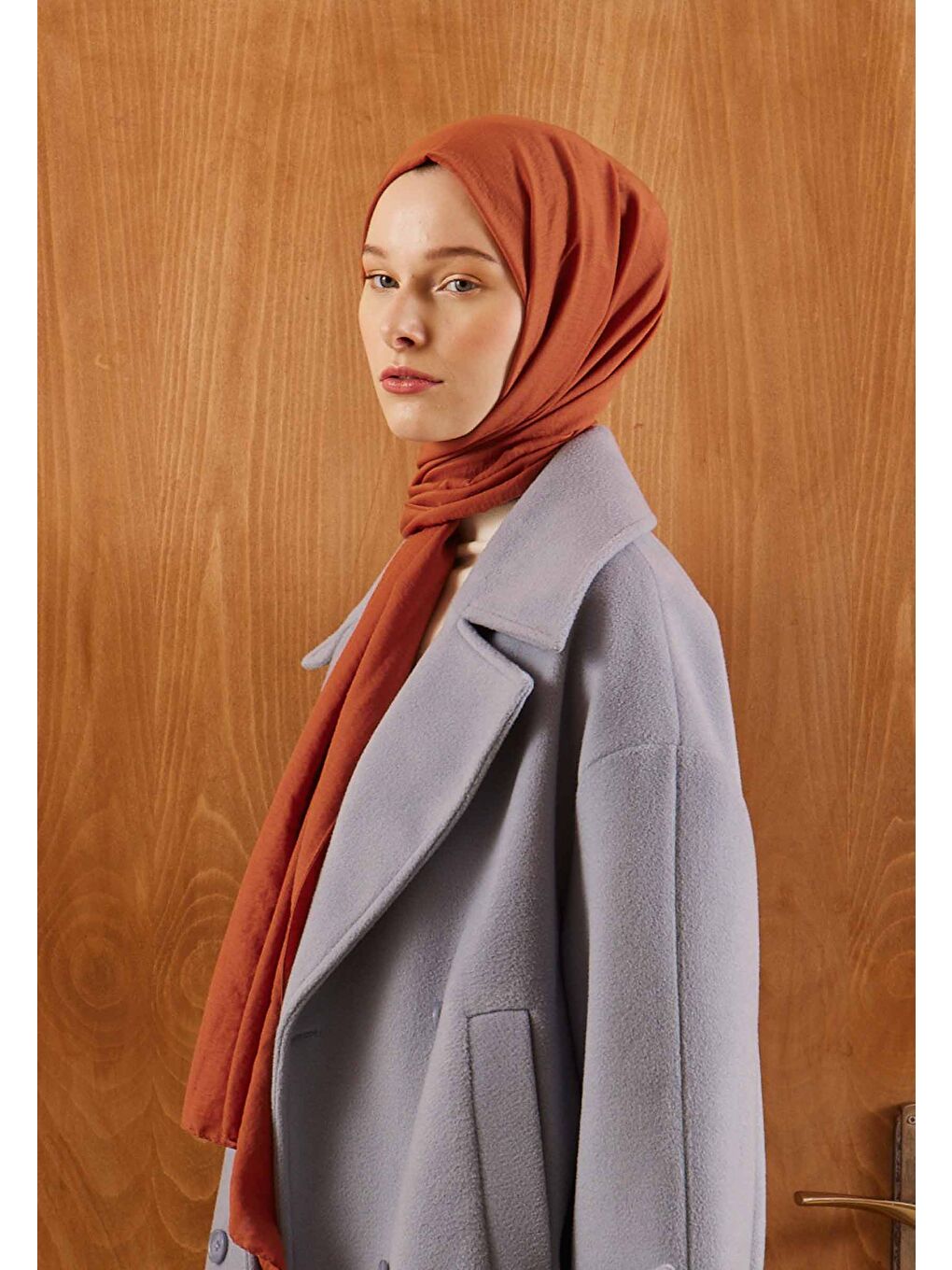 Kahverengi Pamuk Crash Şal Kiremit