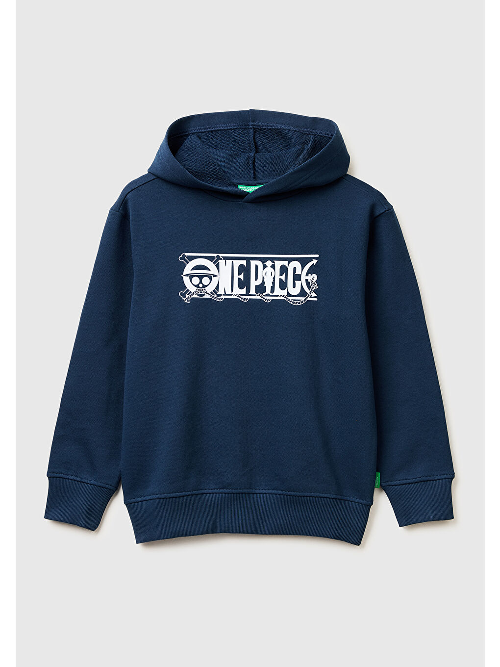 Erkek Çocuk Koyu Lacivert Önü ve Arkası One Piece Baskılı Kapüşonlu Sweatshirt