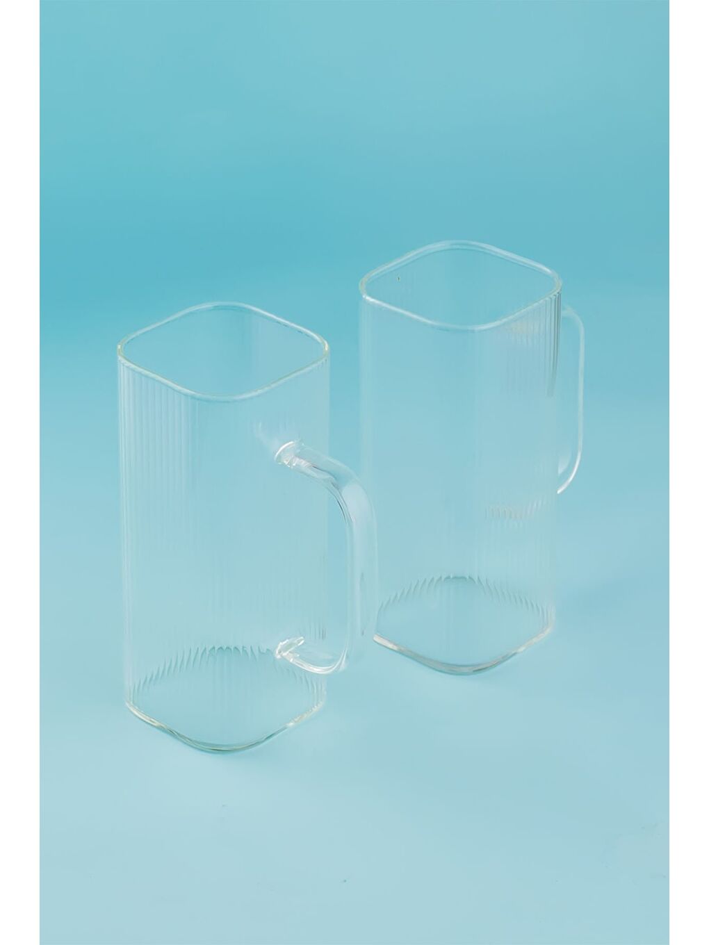 Renksiz 2'li Borosilikat Isıya Dayanıklı Cam Kupa Bardak 2 Adet 380 ml-1
