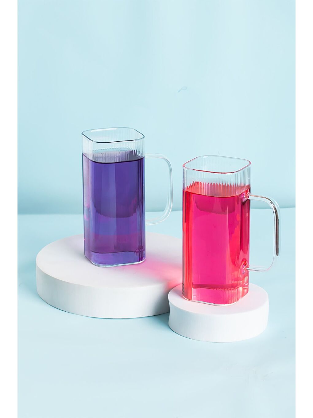 Renksiz 2'li Borosilikat Isıya Dayanıklı Cam Kupa Bardak 2 Adet 380 ml-2