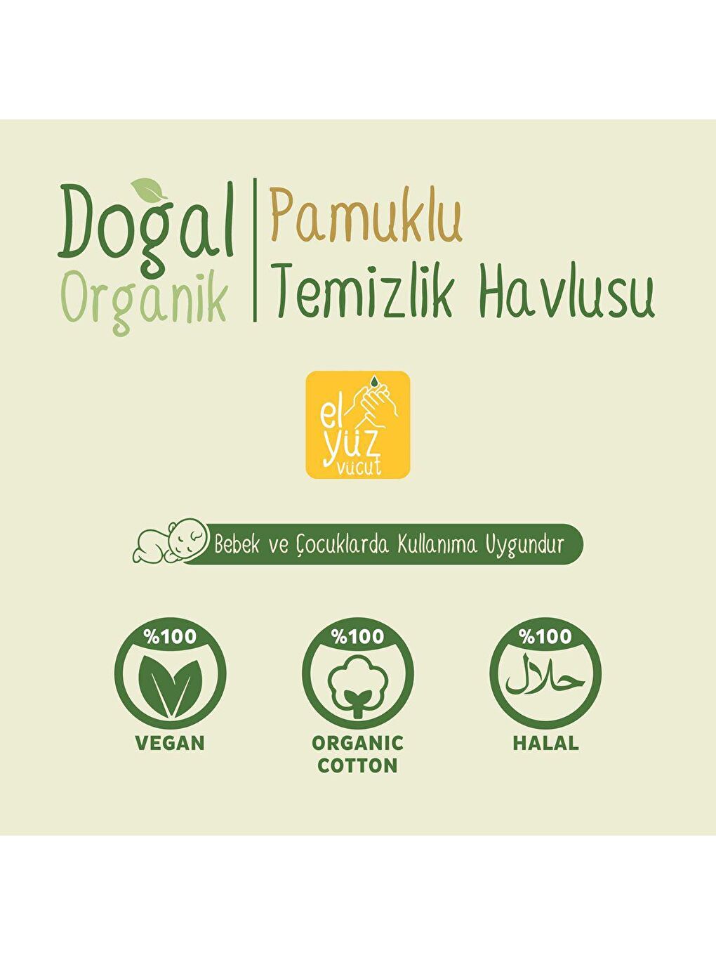 Sleepy Beyaz 12'li Paket Doğal Organik Pamuklu Temizlik Havlusu 12X50 (600 Yaprak) - 3