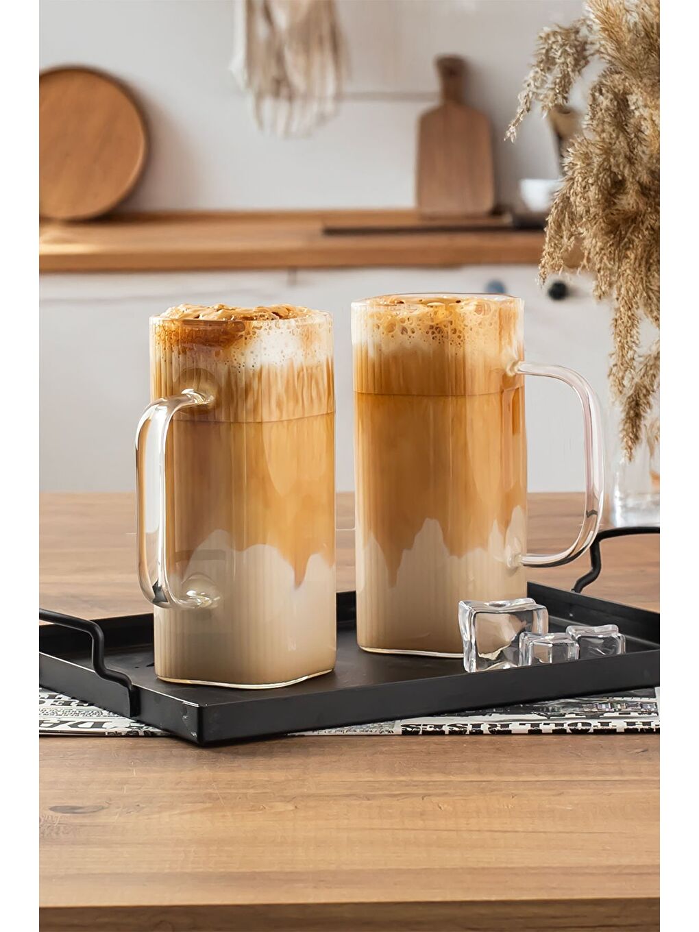 Renksiz 2'li Borosilikat Isıya Dayanıklı Cam Kupa Bardak 2 Adet 380 ml-4