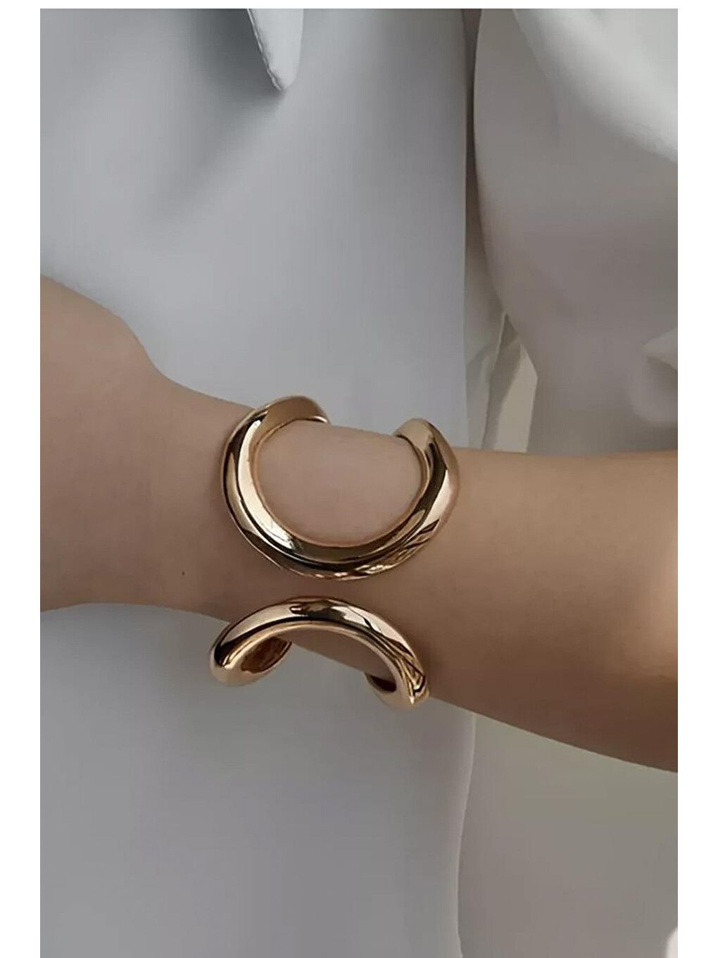 Sarı VIP Gold Geometrik Kalın Kelepçe Bileklik