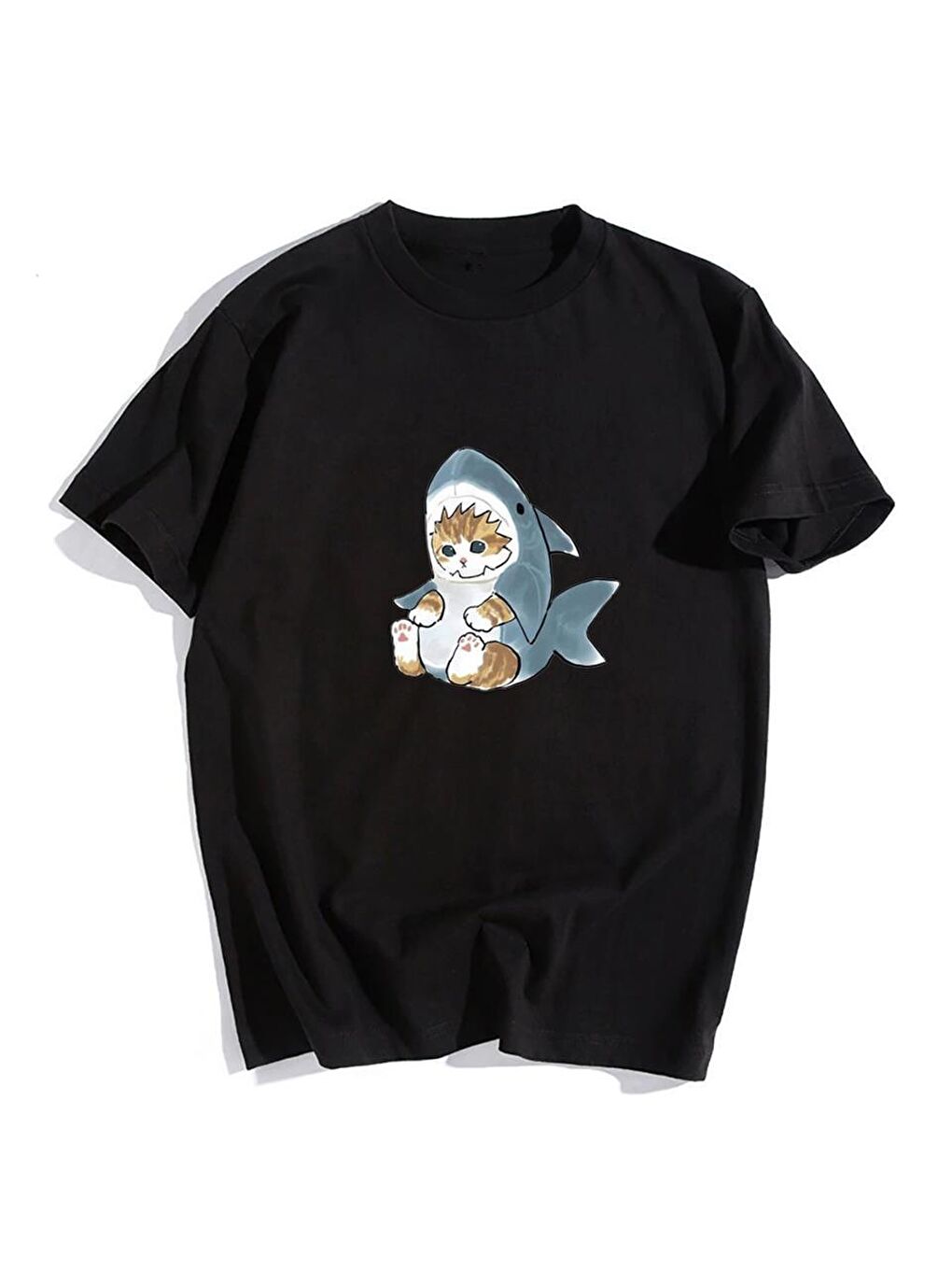 Touz Moda Siyah Shark Siyah Unisex Oversize T-shirt