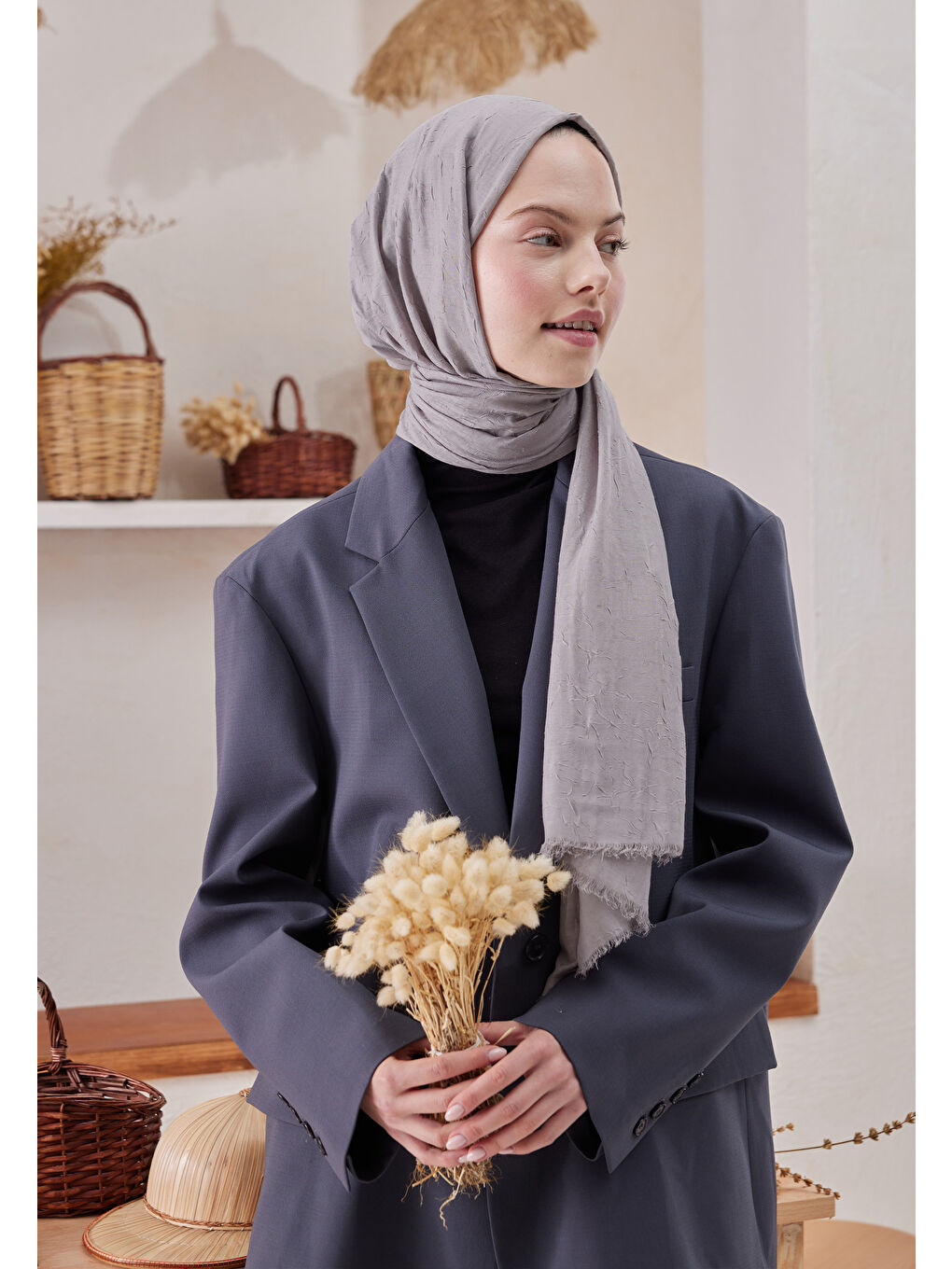 Bambu Şal Açık Gri