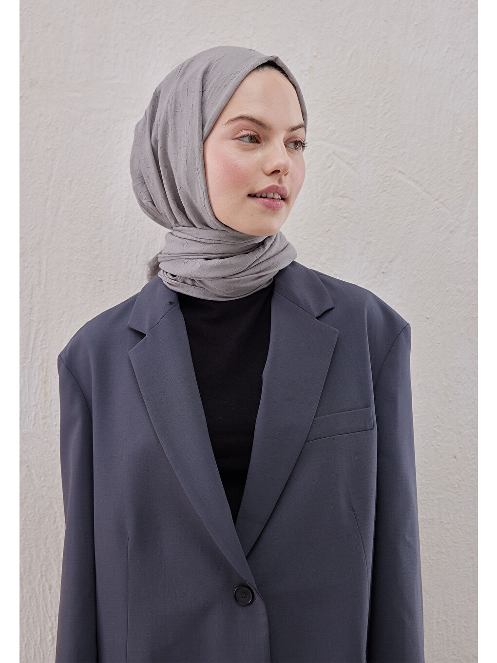 Bambu Şal Açık Gri-3