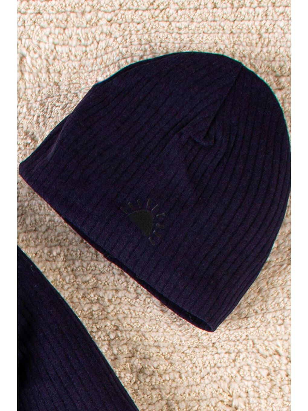 Lacivert Organik Kumaş 0 - 3 Yaş 3 Parça Bebek Takım-1