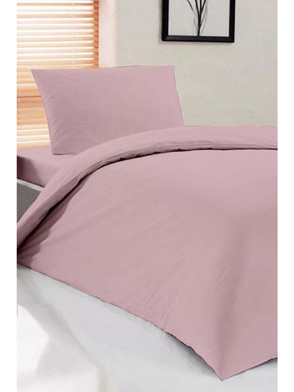 Pembe Pure Tek Kişilik Nevresim Seti Pudra-2