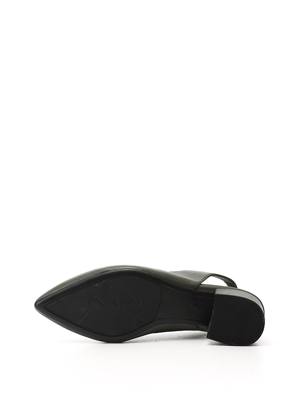 Kadın HAKİ-YEŞİL Kalın Topuklu Arkası Açık Hakiki Deri Ayakkabı-3