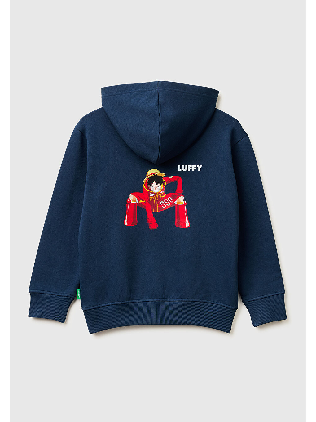 Erkek Çocuk Koyu Lacivert Önü ve Arkası One Piece Baskılı Kapüşonlu Sweatshirt-1