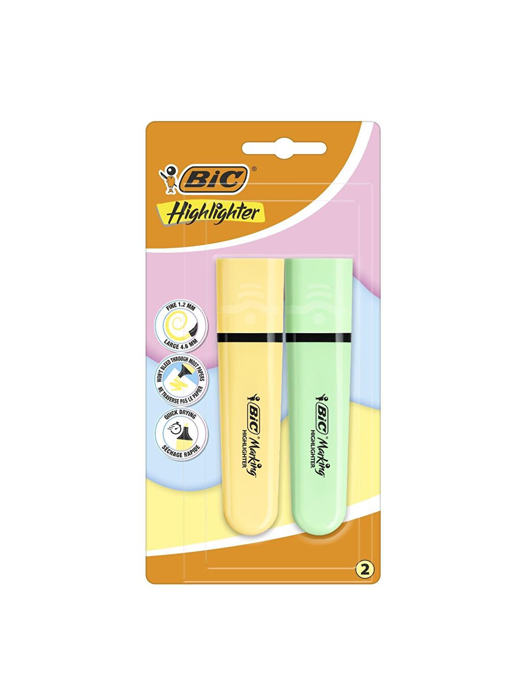 Bic Karışık Asorti Marking Flat Fosforlu Kalem Pastel Sarı-Yeşil 2 Li - 1