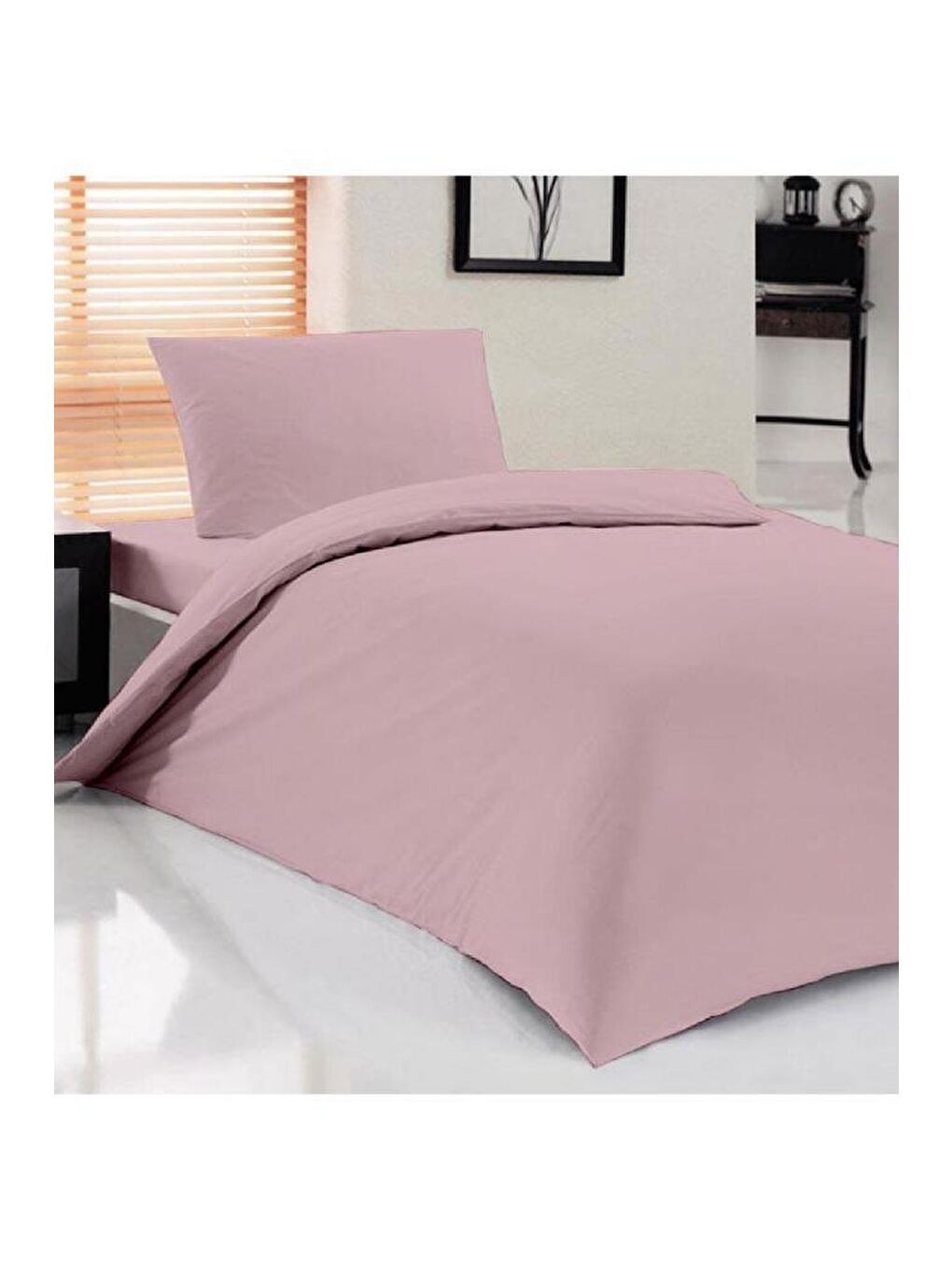 Pembe Pure Tek Kişilik Nevresim Seti Pudra-3