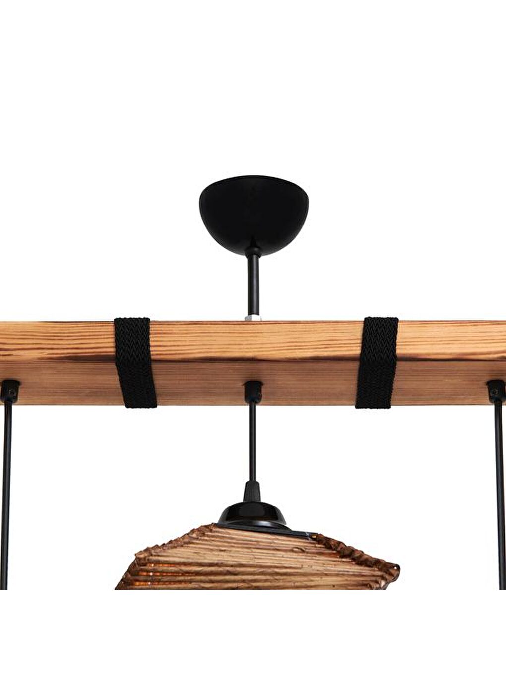 Popart 3'lü Ahşap Avize - Kahverengi-1