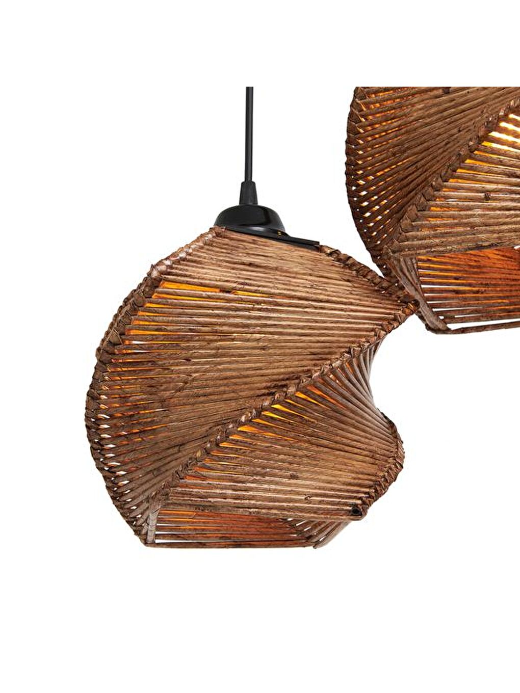 Popart 3'lü Ahşap Avize - Kahverengi-2