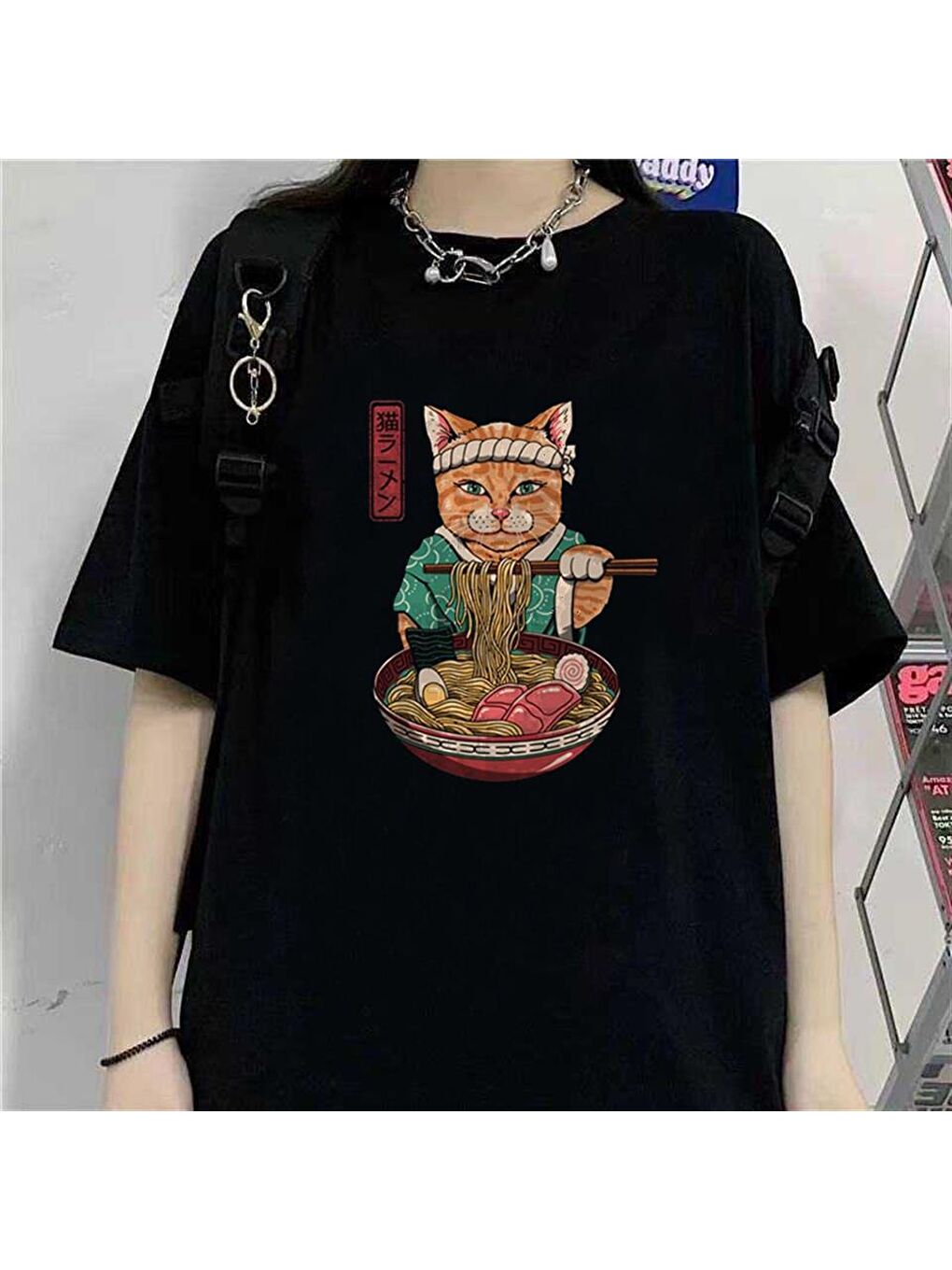 Touz Moda Siyah Samurai Spaghetti Siyah Unisex Oversize T-shirt