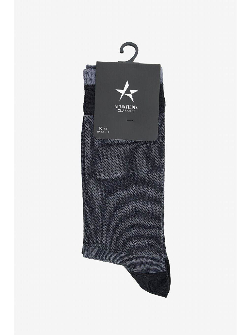 Erkek Gri-Siyah Desenli Tekli Soket Çorap