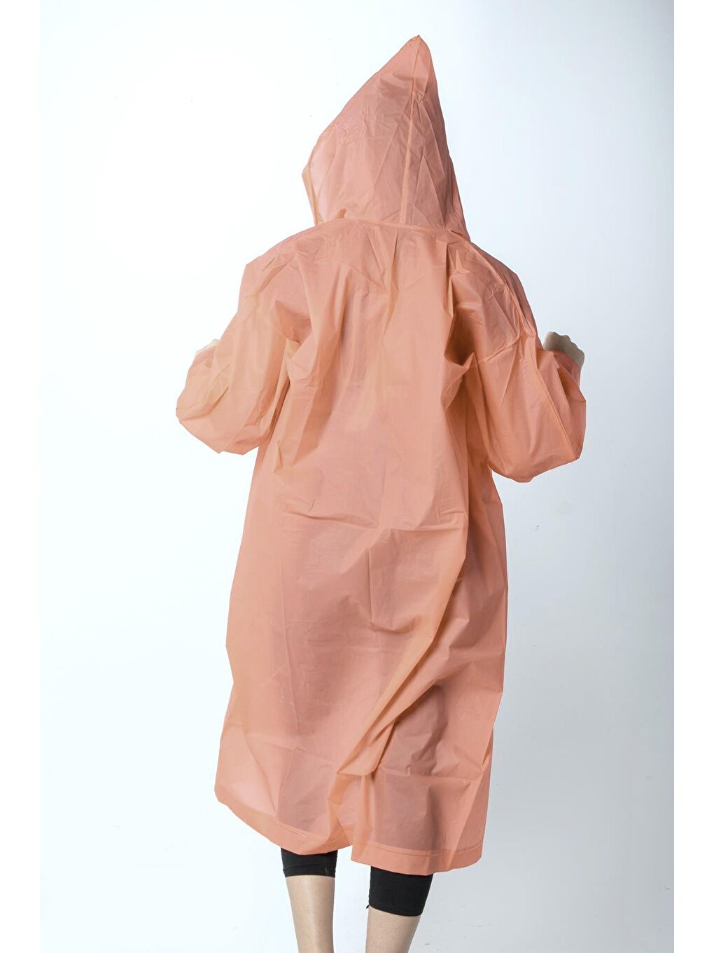 Pembe Unisex Su Rüzgar Geçirmez Kapüşonlu Çıtçıt Düğmeli Eva Şeftali Renk Yağmurluk M21MRC881R15-4