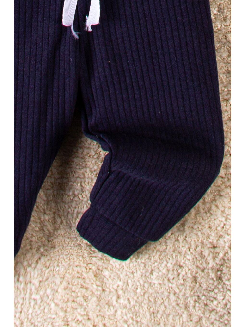 Lacivert Organik Kumaş 0 - 3 Yaş 3 Parça Bebek Takım-4