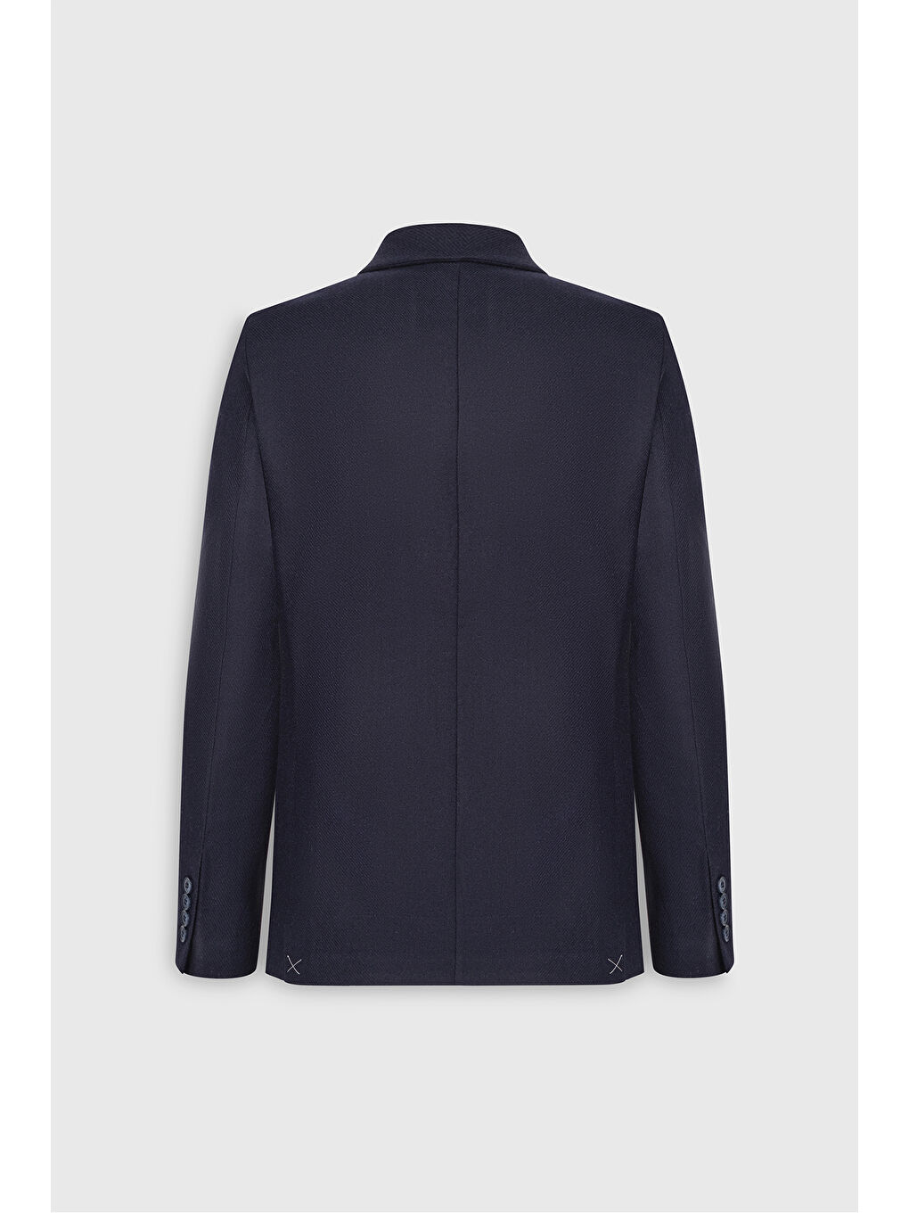 Erkek Lacivert Yünlü Slim Fit Dar Kesim Kırlangıç Yaka Kapak Cepli Blazer Ceket-1