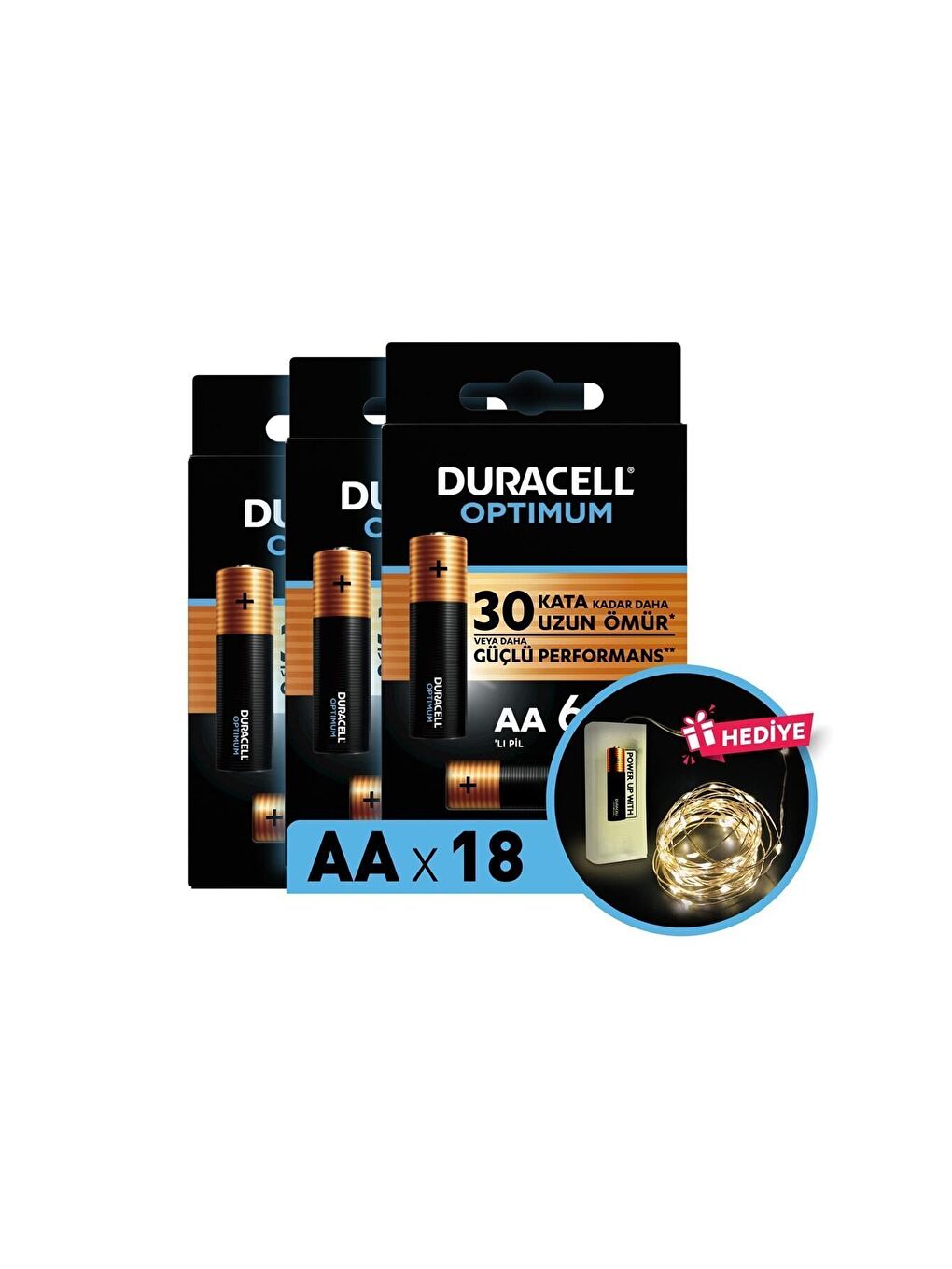 Optimum Aa Alkalin Pil  1 5 V Lr6 Mn1500  18 li Paket Ve Led Işık