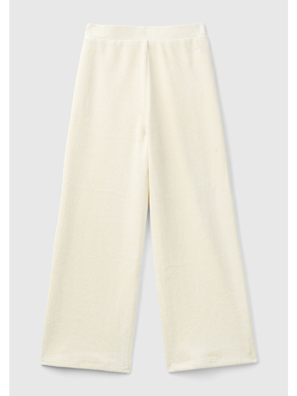 Ekru Kız Çocuk Krem Arkası Logo İşlemeli Düz Palazzo Pantolon-1
