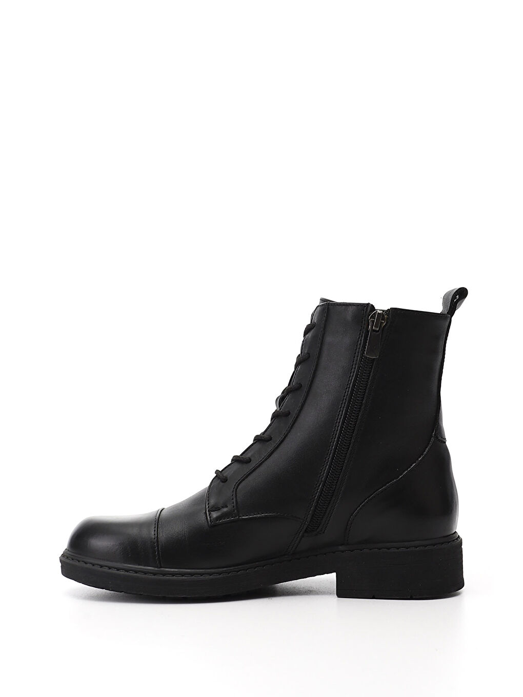 Siyah Kadın SİYAH Fermuarlı Kauçuk Taban Hakiki Deri Postal Bot-2