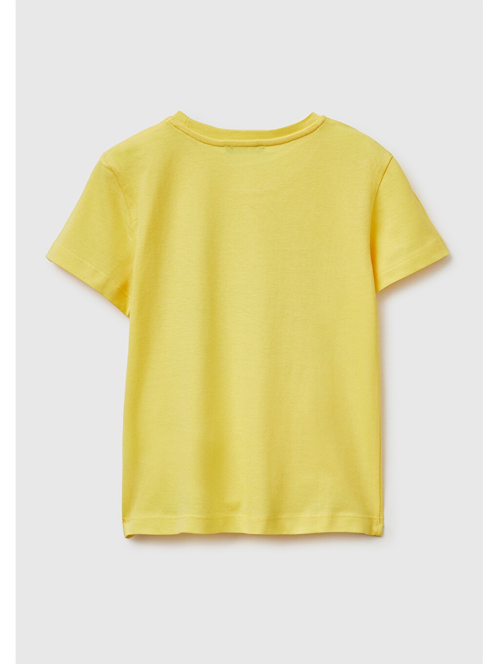 Erkek Çocuk Sarı Önü Logo Baskılı Yuvarlak Yaka T-Shirt-1