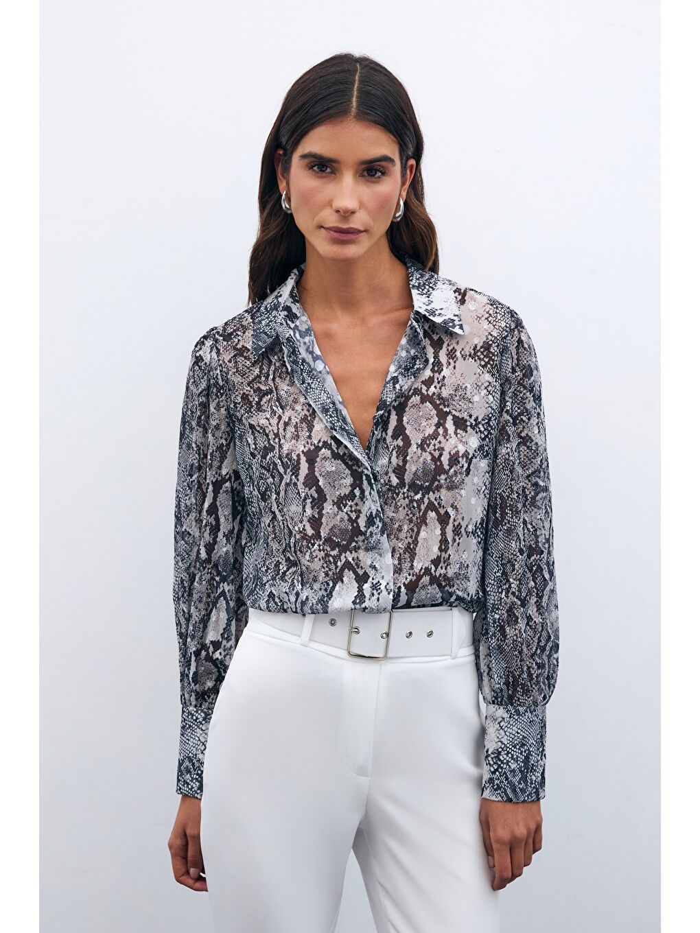 Desenli Salaş Gömlek - Siyah