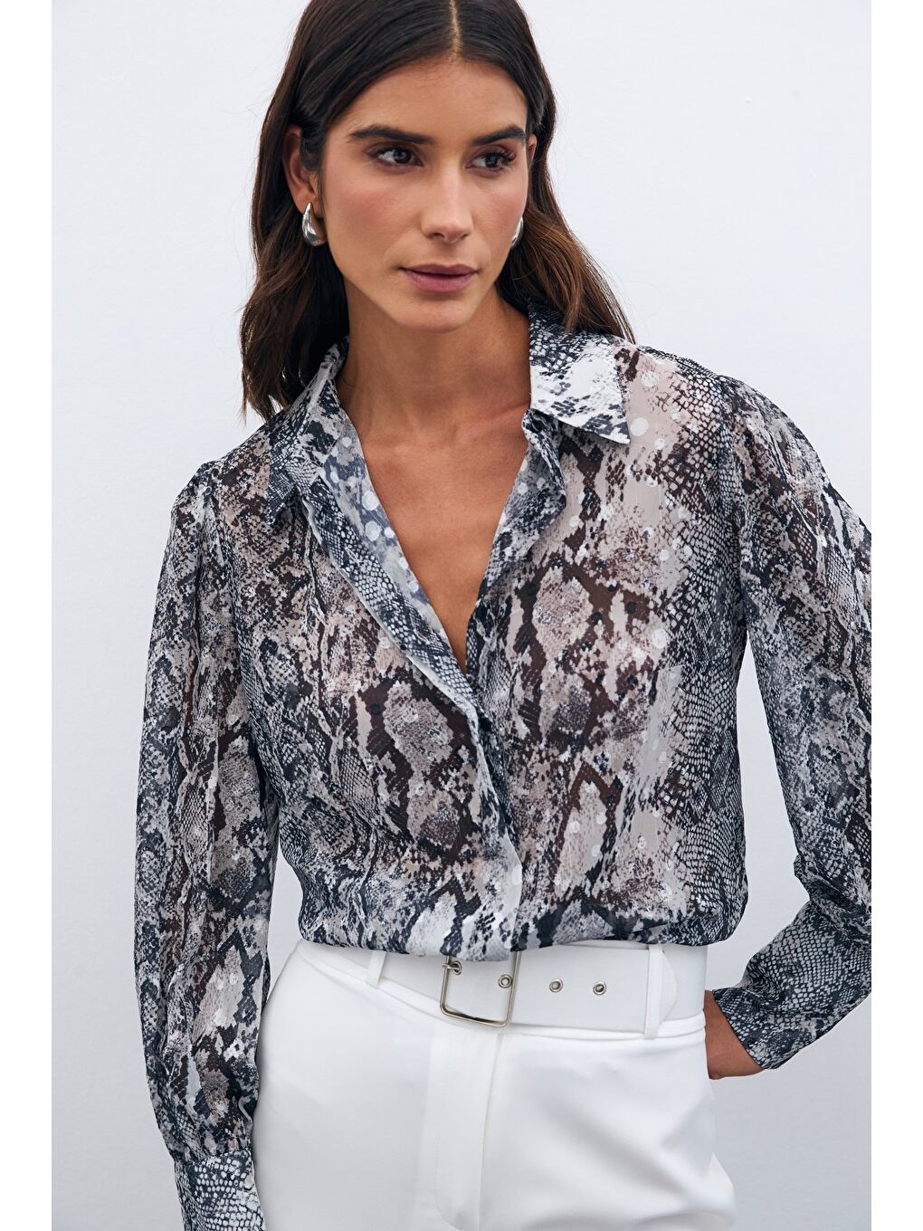 Desenli Salaş Gömlek - Siyah-1