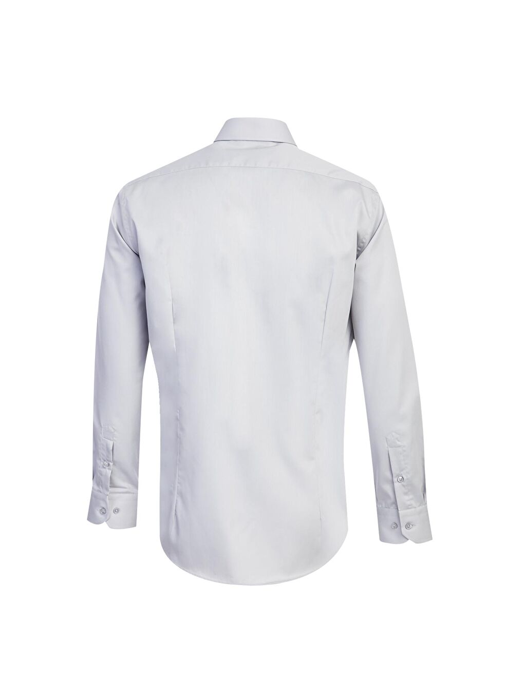 Gri Uzun Kol Slim Fit Dar Kesim Klasik Non Iron Saten Pamuklu Büyük Beden Gömlek-1