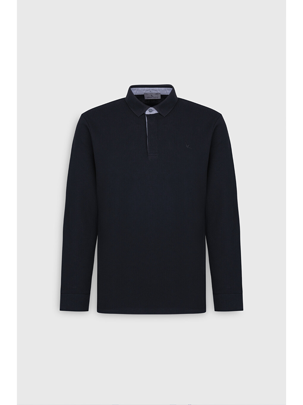 Erkek Siyah %100 Pamuk Slim Fit Dar Kesim Polo Yaka Uzun Kollu Tişört-5