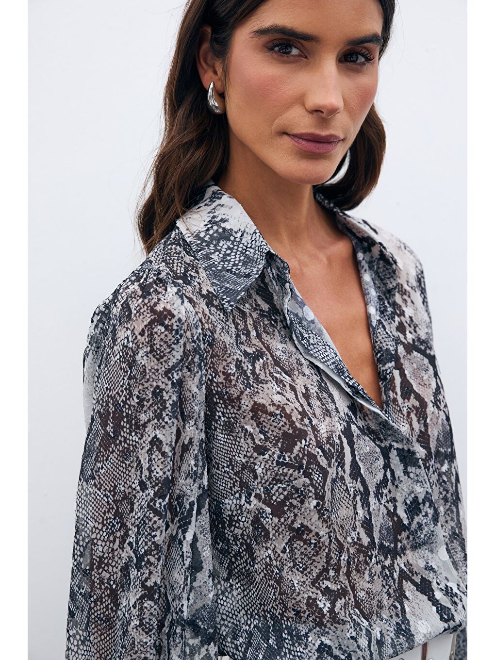 Desenli Salaş Gömlek - Siyah-2