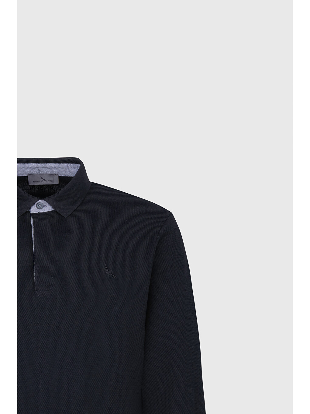 Erkek Siyah %100 Pamuk Slim Fit Dar Kesim Polo Yaka Uzun Kollu Tişört-6