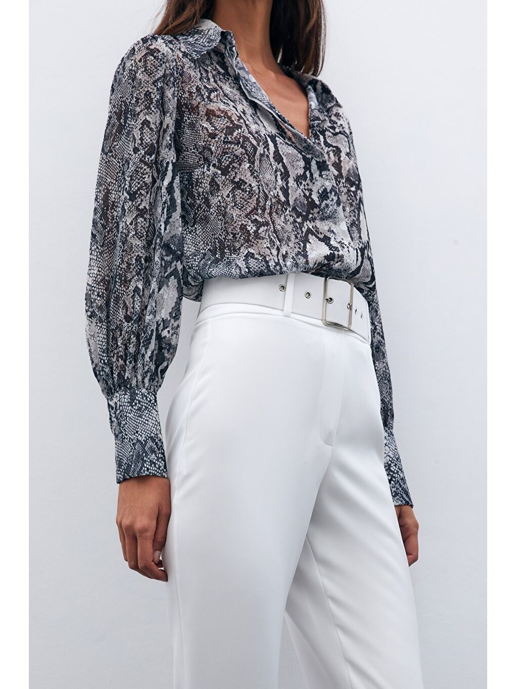 Desenli Salaş Gömlek - Siyah-3