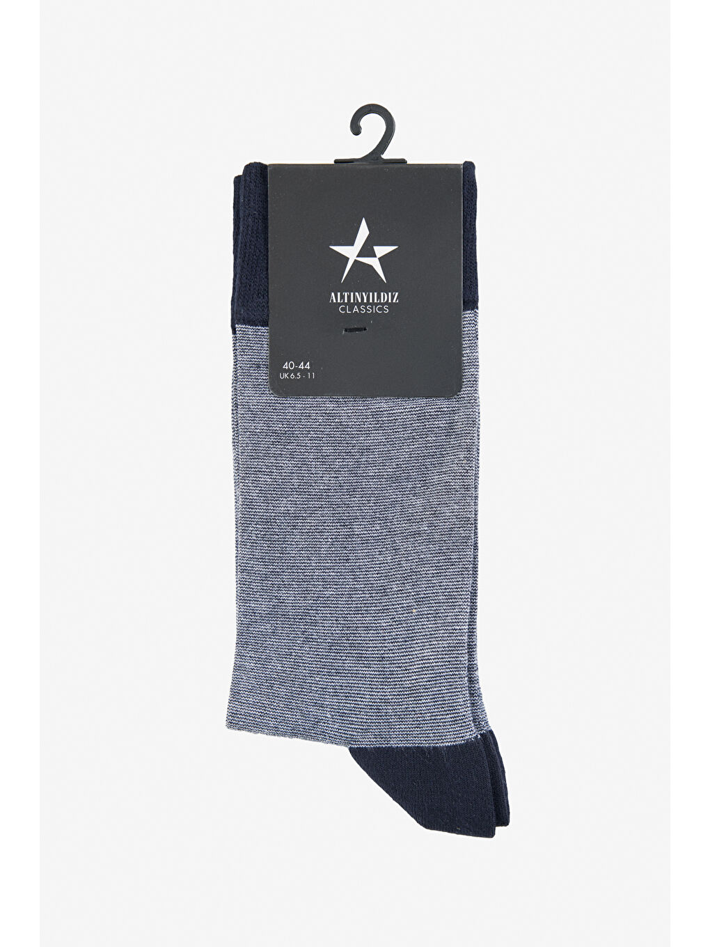 Erkek Lacivert-Beyaz Desenli Tekli Soket Çorap