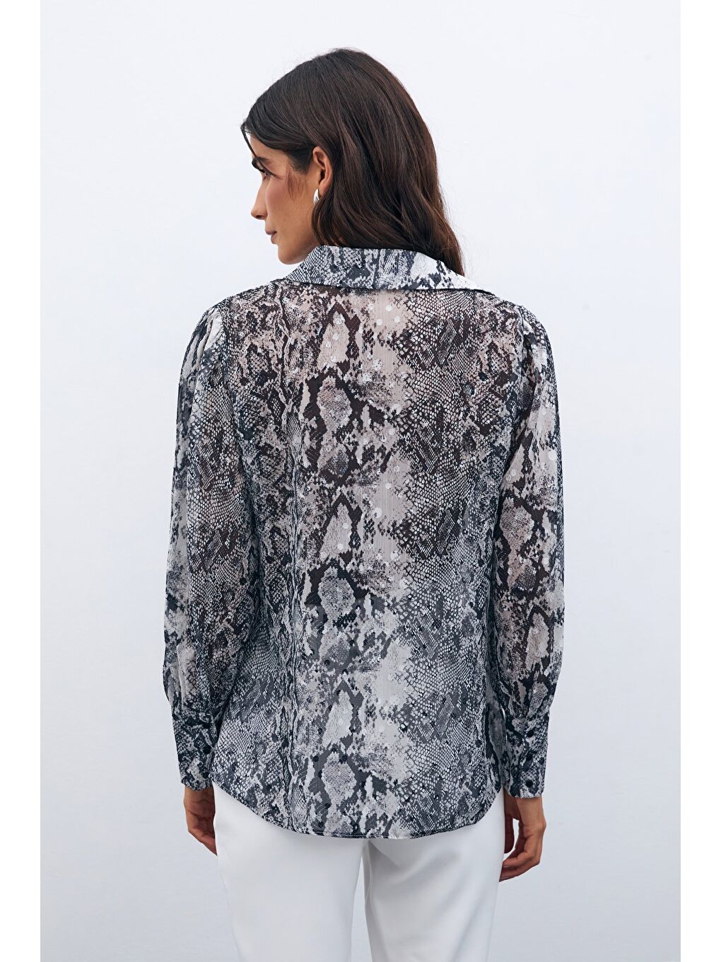 Desenli Salaş Gömlek - Siyah-4