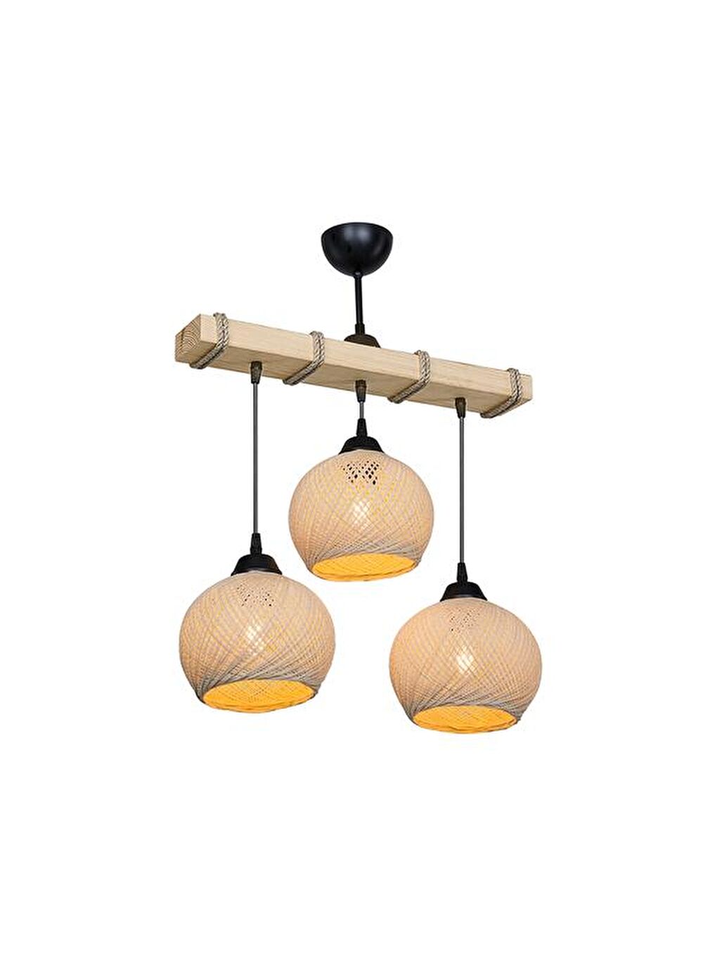 Ekru Aspen Krem Yumak Toplu 3’lü Avize-1