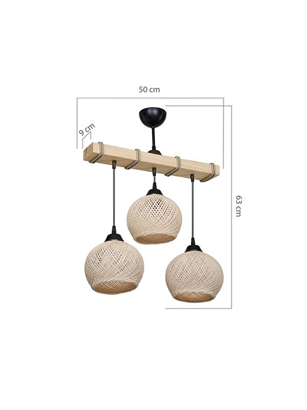 Ekru Aspen Krem Yumak Toplu 3’lü Avize-3