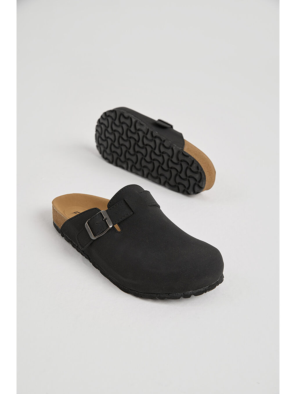 Erkek Siyah Kalın Poli Taban Tokalı Önü Kapalı Terlik-3