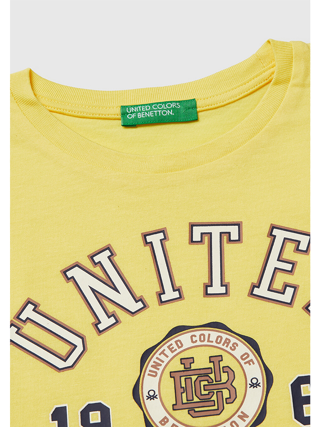 Erkek Çocuk Sarı Önü Logo Baskılı Yuvarlak Yaka T-Shirt-2